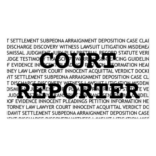 Court Reporter Words Business Card (front side)