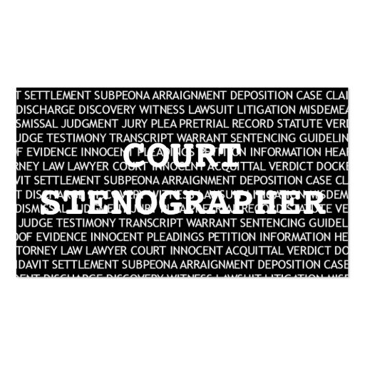 Court Stenographer Words Business Card