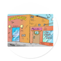 Courthouse Cartoon Sticker