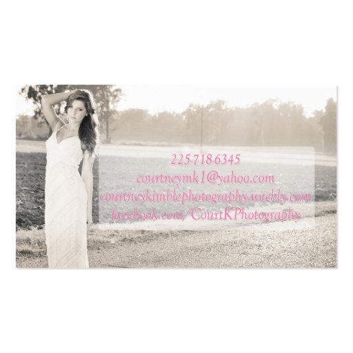 Courtney Kimble Photography Business Card Template (back side)
