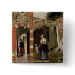 Courtyard of a house in Delft, 1658 Pinback Button