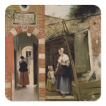 Courtyard of a house in Delft, 1658 Square Sticker