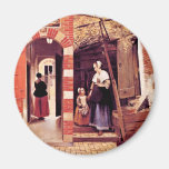 Courtyard Of A House In Delft By Hooch Pieter De ( Fridge Magnets