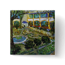 Courtyard of Hospital at Arles, Vincent van Gogh buttons