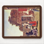 Courtyard With Two Officers And Drinking Woman By Mousepads