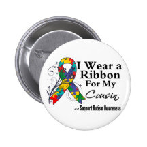 Cousin - Autism Ribbon Pinback Button