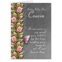 cousin birthday card - birthday card with roses an