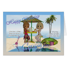 Cousin birthday card, Moonies Cutie Pie Beach Coll