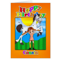 Cousin Birthday Card - With Cutie Pie Longstocking