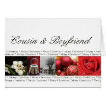 Cousin & Boyfriend Christmas red, black & white Card