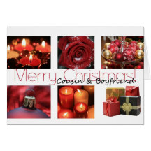 Cousin & Boyfriend Christmas red, black & white Greeting Card