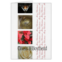 Cousin & Boyfriend Christmas red, black & white Card