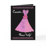 COUSIN Bridesmaid  Invitation BLUE Gown Greeting Card