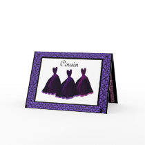 COUSIN Bridesmaid Invitation PURPLE Gowns Card