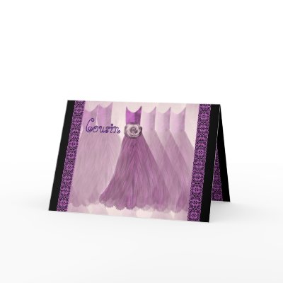 Plum Bridesmaid Dresses on Cousin Bridesmaid Invitation Purple Plum Gowns Greeting Cards From