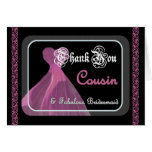 COUSIN Bridesmaid THANK YOU - Purple Gown and Lace Greeting Card