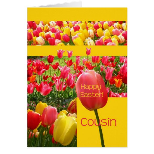 Cousin Happy Easter Tulip card Zazzle