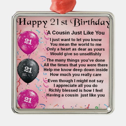 cousin poem pink 21st birthday christmas tree ornaments cousin poem pink 21st birthday christmas tree ornaments