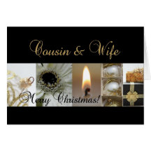 Cousin & Wife Merry Christmas  black gold christma Card