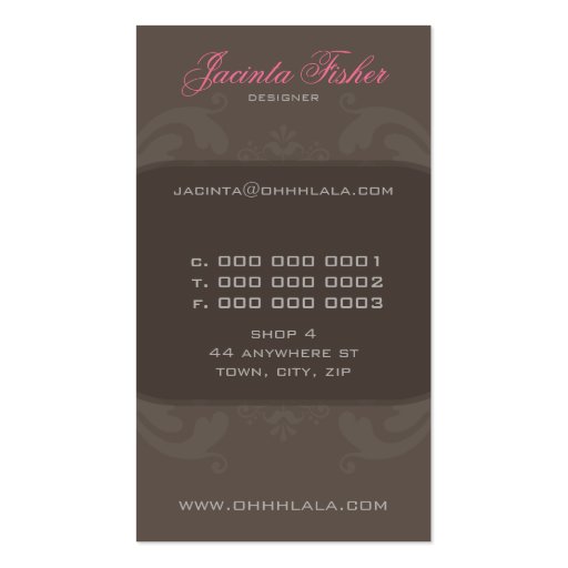 COUTURE BUSINESS CARD :: couture flourish 1AP (back side)