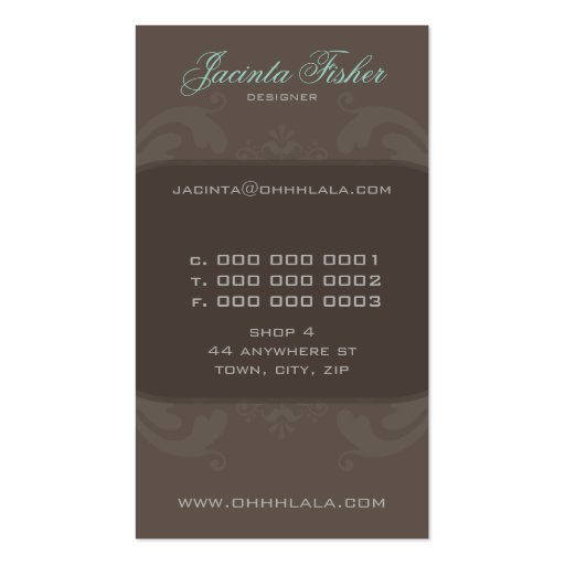 COUTURE BUSINESS CARD :: couture flourish 2AP (back side)