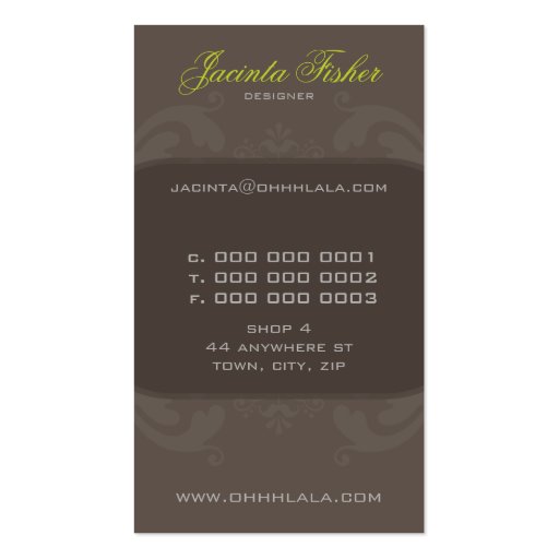 COUTURE BUSINESS CARD :: couture flourish 4AP (back side)