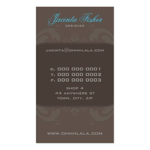 COUTURE BUSINESS CARD :: couture flourish 5AP (back side)