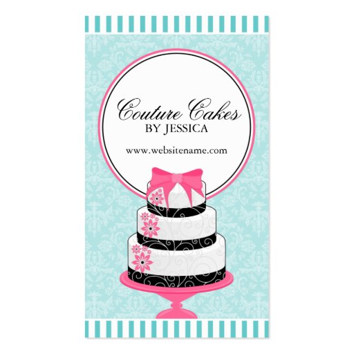 Couture Cakes Bakery Aqua Business Cards (front side)
