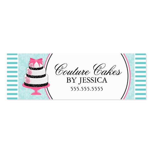 Couture Cakes Bakery Aqua Hang Tags Business Card Template (front side)