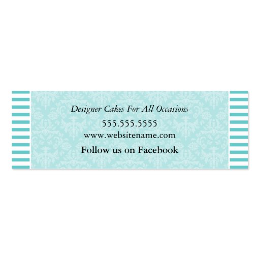 Couture Cakes Bakery Aqua Hang Tags Business Card Template (back side)
