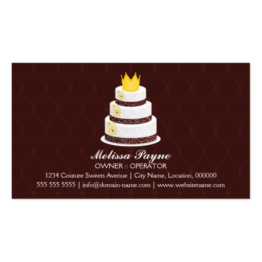Couture Cakes Bakery Custom Business Cards (back side)