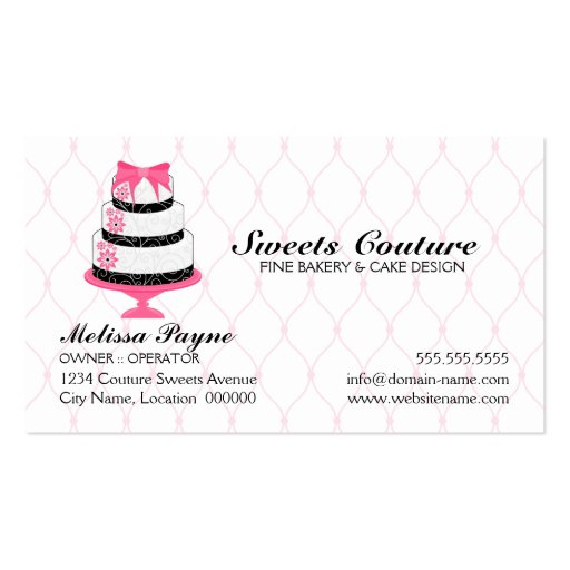Couture Cakes Bakery Custom Business Cards (back side)