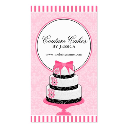 Couture Cakes Bakery Pink Business Cards (front side)