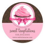 Couture Cupcake Bakery Box Seals Round Stickers