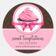 Couture Cupcake Bakery Box Seals Round Stickers