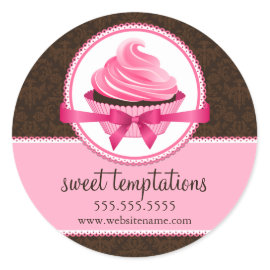 Couture Cupcake Bakery Box Seals Round Stickers