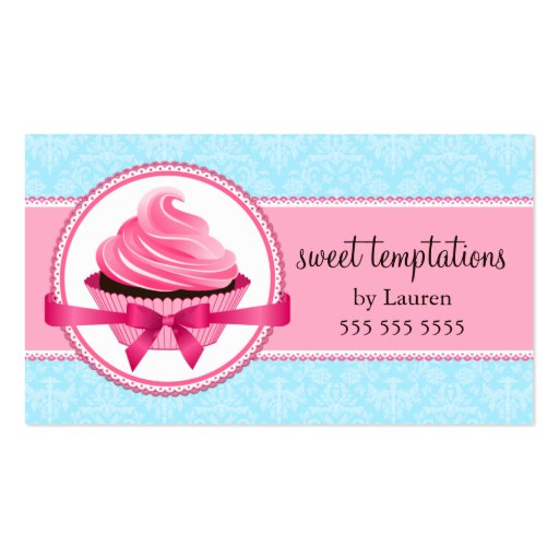 Couture Cupcake Bakery Business Cards (front side)