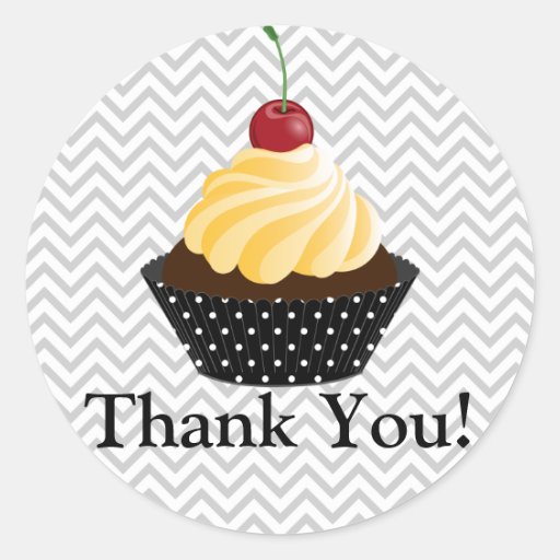 Couture Cupcake Bakery Thank You Classic Round Sticker | Zazzle