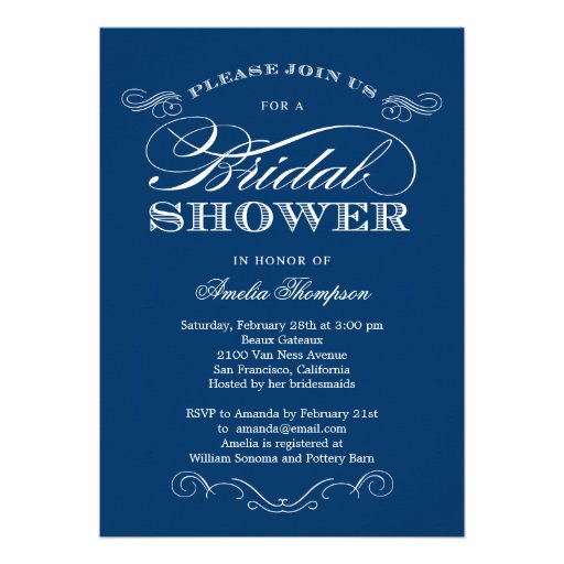 Couture Elegance Bridal Shower Invitation - Navy