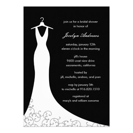 Couture Gown Bridal Shower Invitation (Black) Invitations