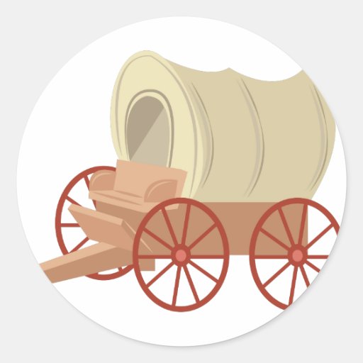 Covered Wagon Classic Round Sticker Zazzle