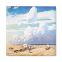 Covered Wagons by NC Wyeth Fridge Magnet