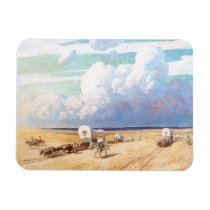 Covered Wagons by NC Wyeth Rectangle Magnet