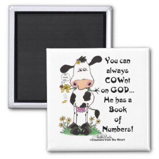 Cow and Ladybug COWnt on God magnet