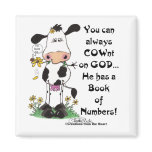 Cow and Ladybug COWnt on God Fridge Magnets