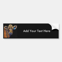 Cow Art - Lucky Number Seven Bumper Stickers