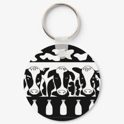 Cow at Work Keychains by windyone