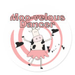 Cow Ballerina Tshirts and Gifts Round Stickers