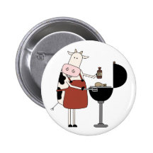 Cow Barbeque Tshirts and Gifts Pinback Buttons