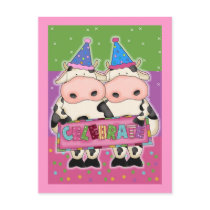 Cow Birthday Cards and Postage Stamps postcards